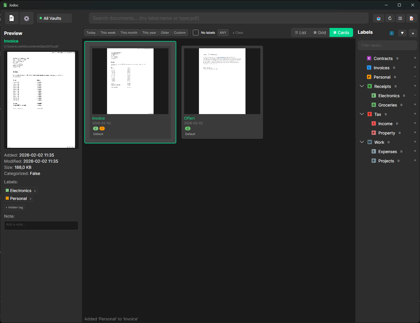 Jodoc application screenshot